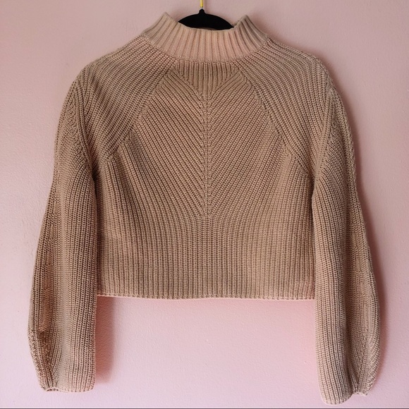 H&M Nude Ribbed Mock Neck Sweater - Picture 2 of 4